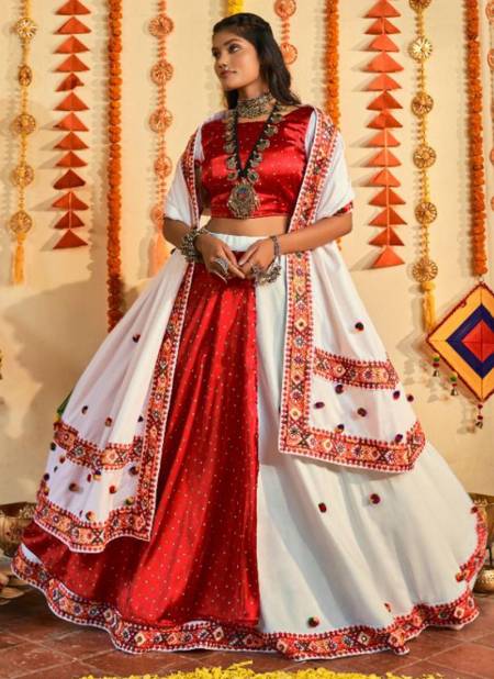 Red And White Colour Kf Rass 4 Fancy New Festive Wear Navratri Chaniya Choli Latest Collection 2117